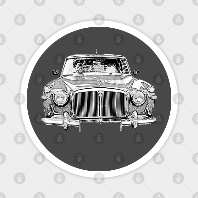 Rover P5 1960s classic car monochrome Magnet by soitwouldseem